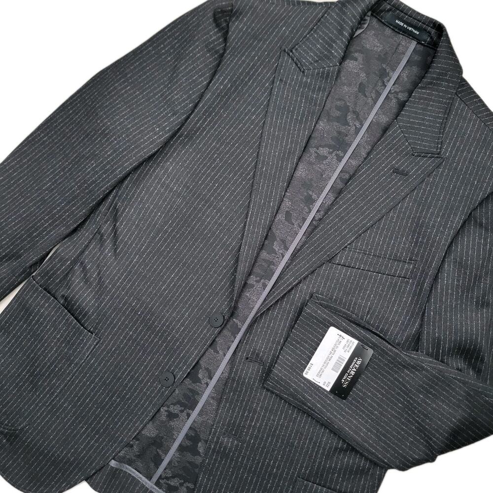 Kenneth Cole Awearness charcoal pinstripe Sport jacket Size 42R Slim Stretch